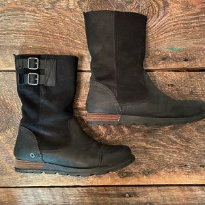 Women’s Sorel Major Pull On Black Leather Boots